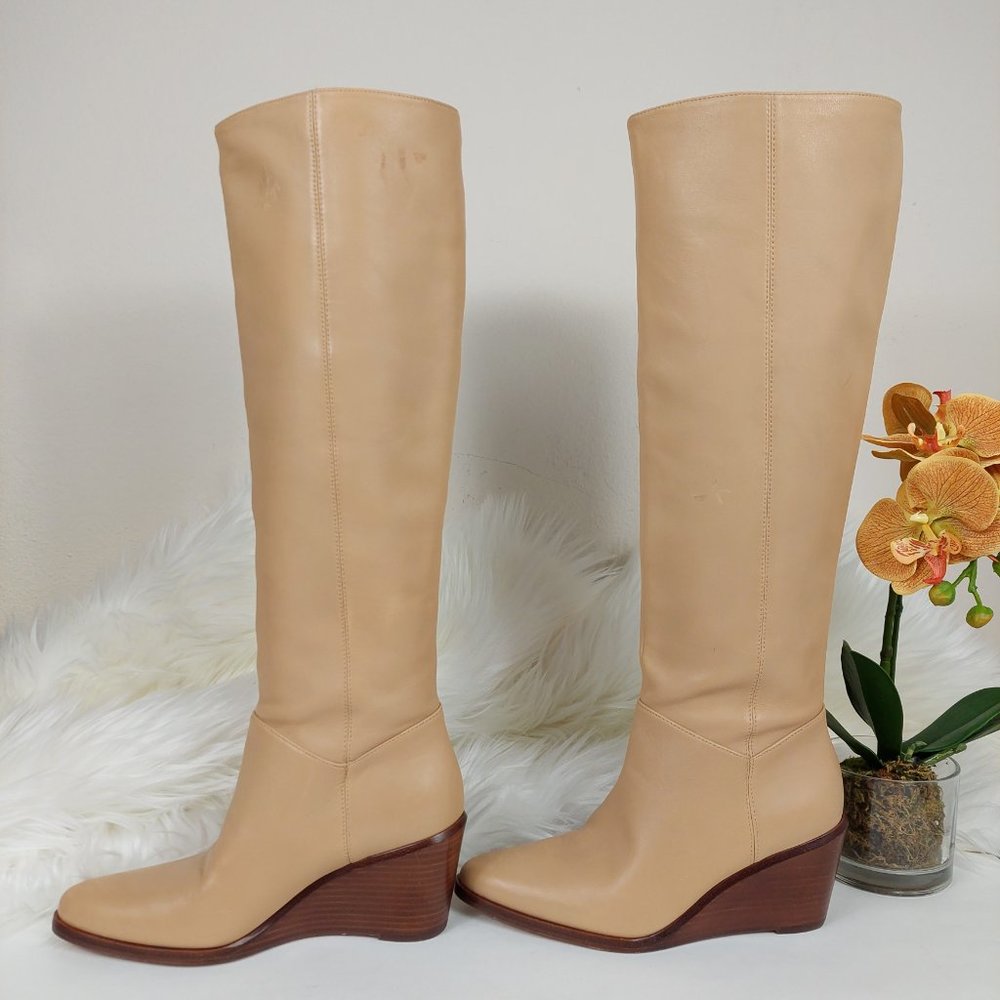 Vince Marlow Smooth Leather Tall Wedge Boots - Picture 3 of 12
